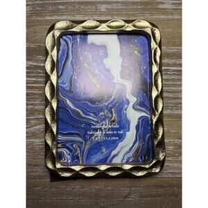 Dighvijay Overseas Handcrafted Gold Marbled Metal 5x7 Photo Frame Rectangle